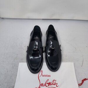 Christian Louboutin Womens Patent Black Leather Loafer
